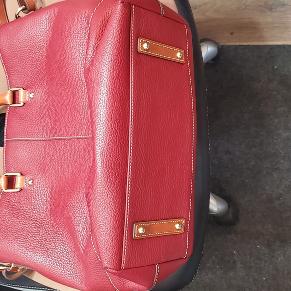 Dooney & Bourke Red and Tan Chelsea Leather Tote - Picture 4 of 8